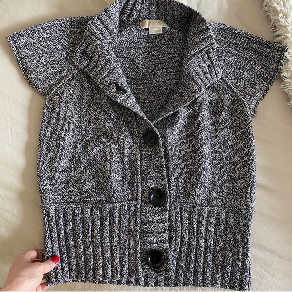 MICHAEL Michael Kors Marled Knit Short Sleeve Cardigan Sweater - Picture 2 of 15